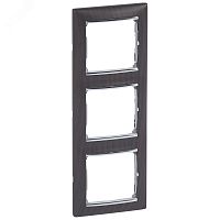 VALENA Рамка 3 поста вертикальная темное дерево/серебро | код 770377 | Legrand