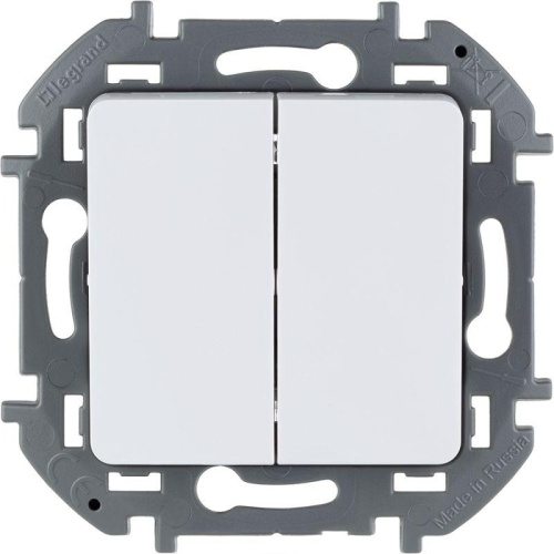 Выключатель двухклавишный INSPIRIA 10 AX 250 В~ белый | код 673620 | Legrand