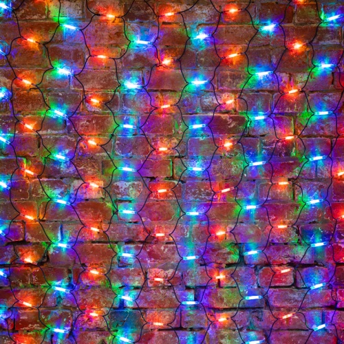 Гирлянда Сеть 2x1,5м, черный КАУЧУК, 288 LED Мультиколор | код 217-119 | NEON-NIGHT