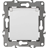 Розетка 2P+E Schuko со шторками с крышкой, 16А-250В, б.л.,12, белый, 12-2003-01 | код Б0038806 | ЭРА