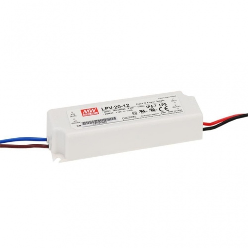 Источник питания AC-DC, 15Вт, IP67, вход 90…264В AC, выход 5В/3A, изоляция 3000В AC, в кожухе 118х35х26мм, -30…+70С | код LPV-20-5 | MeanWell