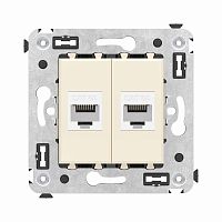 Компьютерная розетка RJ-45 без шторки в стену, кат.6А двойная, Avanti, Ванильная дымка | код 4405674 | DKC
