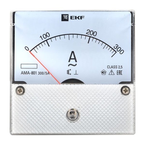 Амперметр AMA-801 аналоговый на панель (80х80) круглый вырез 300А трансф, подкл, | код ama-801-300 | EKF фото 3