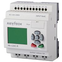 Программируемый логический контроллер PR-12AC-R, 110_240VAC, 8DI, 4RO, RTC, RS232, ЖКИ, нерасширяемый | код PR-12AC-R | Rievtech