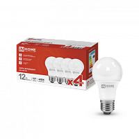 Лампа сд LED-A60-VC 4PACK 12Вт Е27 4000К 1140Лм IN HOME | код 4690612047669 | IN HOME