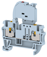 Клемма проходная PUSH-IN 4 мм2, под предохранитель, со светодиодом 48V AC/DC, на 2 подключения, серая PQF4AD48V-GREY | код 3103260480 | Elmex