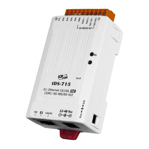 tDS-715 CR Tiny Device Server with PoE and 1 RS-422/485 Port (RoHS) | код 00-06043176 | ICP DAS