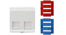 Hyperline SIP3A-2K-M45-45 Вставка угловая 45x45 (аналог Mosaic) для 2х модулей Кeystone Jack, со шторками | код 426180 | Hyperline