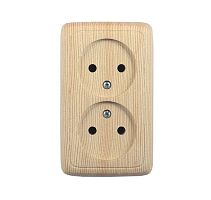 Розетка двойная наружная со шторками с изоляционной пластиной сосна | код РА16-144-02 | HEGEL