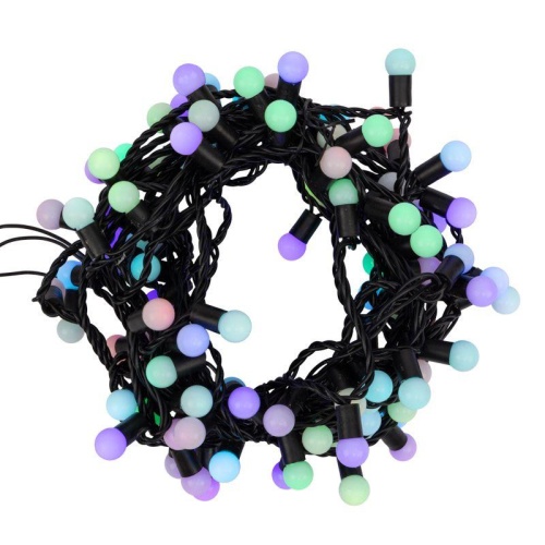 Гирлянда "Мультишарики" 10м d17.5мм 100LED RGB провод черн. ПВХ 30Вт 220В IP44 | код 303-509-2 | Neon-Night