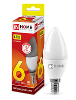 Лампа светодиодная LED-СВЕЧА-VC 6Вт 230В Е14 3000К 540Лм IN HOME | код 4690612020389 | IN HOME