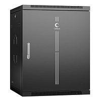 Cabeus SH-05F-15U60/45m-BK Шкаф телекоммуникационный настенный 19 15U 600x450x769mm (ШхГхВ) дверь металл, цвет черный (RAL 9004) | код 8594c | Cabeus