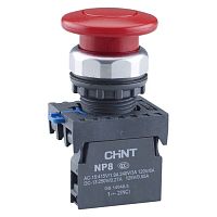 Кнопка упр. Грибок ?60мм NP8-01M/24 без подсветки, самовозв., красн., 1НЗ, IP65 (R) | код 578655 | CHINT