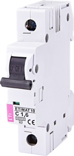 Автоматический выключатель ETIMAT 10 1p C 1,6А (10 kA) | код 002131707 | ETI