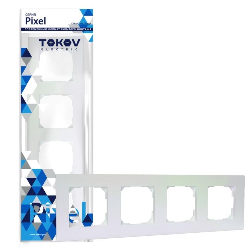 Рамка 4-м Pixel универс. перламутр. | код TKE-PX-RM4-C04 | TOKOV ELECTRIC