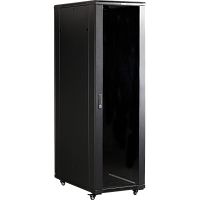 Шкаф 19 Business, 18U 600x600, черный, передняя дверь стекло, задняя дверь распашная металл | код TWT-CBB-18U-6x6-G1 | TWT