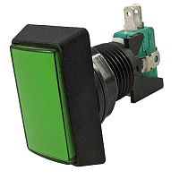 Кнопка GMSI прямоугольная RUICHI 3B-R с LED подсветкой 12 В, 5 А, 30 мОм, 250 В, no-nc+nc-no, зеленая | код 79592 | Ruichi