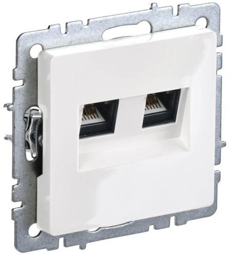BRITE Розетка компьютерная двойная кат.5E RJ45 РК10-2-БрБ белый | код BR-K20-1-K01 | IEK