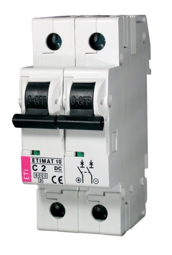 Автоматический выключатель ETIMAT 10 DC 2p C 2A (6 kA) | код 002138708 | ETI