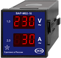 Вольтметр ВАР-М02-10 AC20-450В, измерение и индикация сетевого напряжения от 20 до 450 В и тока от 0 до 63 А, щитовой корпус 45/45 (1 шт.) МЕАНДР | код 4640016939718 | МЕАНДР
