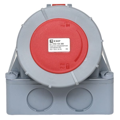 Розетка стационарная наружная 1442 3Р+РЕ 125А 380В IP67 PROxima | код ps-1442-125-380 | EKF фото 3