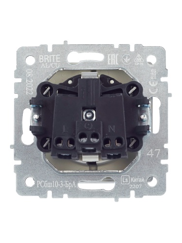 BRITE Розетка 1-местная с заземлением с защитными шторками и крышкой 16А IP20 РСбш10-3-БрА алюминий | код BR-R16-16-K47 | IEK фото 8