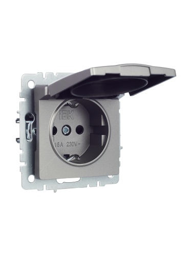 BRITE Розетка 1-местная с заземлением с защитными шторками и крышкой 16А IP20 РСбш10-3-БрС сталь | код BR-R16-16-K46 | IEK фото 7 BRITE Розетка 1-местная с заземлением с защитными шторками и крышкой 16А IP20 РСбш10-3-БрС сталь | код BR-R16-16-K46 | IEK фото 7