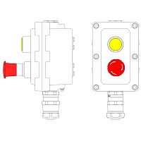 Взрывонепроницаемый пост управления из алюминия LCSD-02-B-MB-L1Y(220)x1-P6R(11)x1-PBMB-ANP15BMB / 1Ex d IIB T5 Gb / Ex tb IIIC T95°С | код LCSD21000097 | DKC