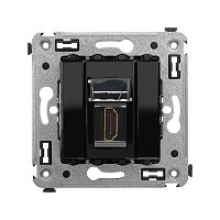 HDMI розетка одинарная в стену, тип А-А, Avanti, Черный квадрат | код 4402253 | DKC