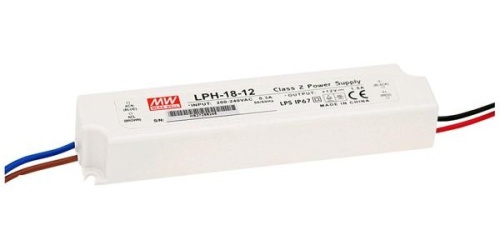 Источник питания AC-DC, 18Вт, IP67, вход 180…264В AC, выход 36В/0,5A, изоляция 3000В AC, в кожухе 140х30х20мм, -30…+70С | код LPH-18-36 | MeanWell