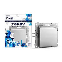 Розетка 1-м СП Pixel 16А IP20 с заземл. защ. шторки с крышкой механизм алюм. | код TKE-PX-R1ZSW1-C03 | TOKOV ELECTRIC