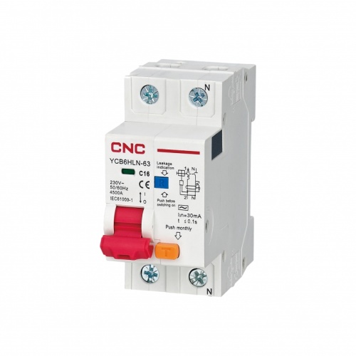 Диф. автомат YCB6HLN-63 20А 1P+N 100мА 4,5кА B (электрон.) | код A000851 | CNC