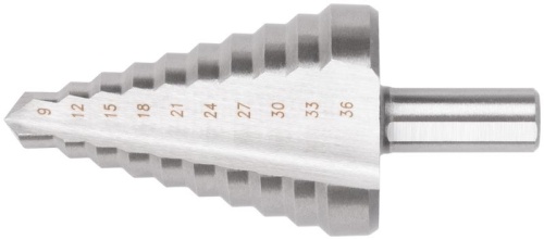 Сверло ступенчатое HSS (Р6М5) по металлу 9 ступеней 9-36мм FIT 36399