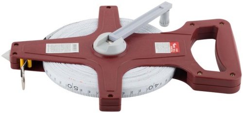 Рулетка землемерная, красный открытый корпус, фибергласовая лента 50 м | код 17665 | КУРС фото 4