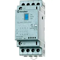 Контактор модульный 2NO+2NC 25А контакты AgSnO2 катушка 230В АС/DC 35мм IP20 переключатель Авто-Вкл-Выкл+механический индикатор/LED | код 22.34.0.230.4640 | FINDER