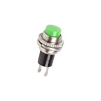 Выключатель-кнопка металл 220V 2А (2с) (ON)-OFF 10.2 зеленая Mini REXANT | код 36-3333 | REXANT