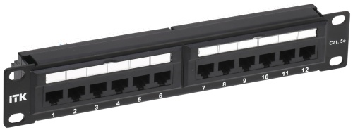 ITK 1U патч-панель кат.5E UTP 12 портов 10" (Dual IDC) | код PP12-1UC5EU-D05-10 | IEK