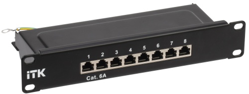 ITK 1U патч-панель кат.6A STP 8 портов 10" (Dual IDC) | код PP08-1UC6AS-D05-10 | IEK