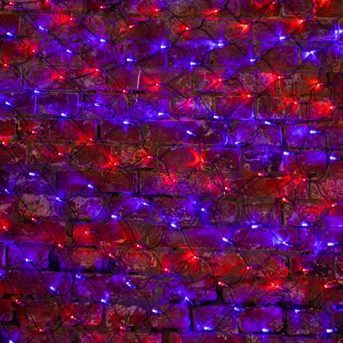 Гирлянда Сеть 2х1,5м, черный ПВХ, 288 LED Красные/Синие | код 215-023 | NEON-NIGHT