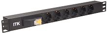 ITK PDU 6 розеток DIN49440 (нем. станд.), с автоматом на 10А,1U, без шнура, вх. IEC320 C14, алюминиевый профиль, черный | код PH21-6D3 | IEK