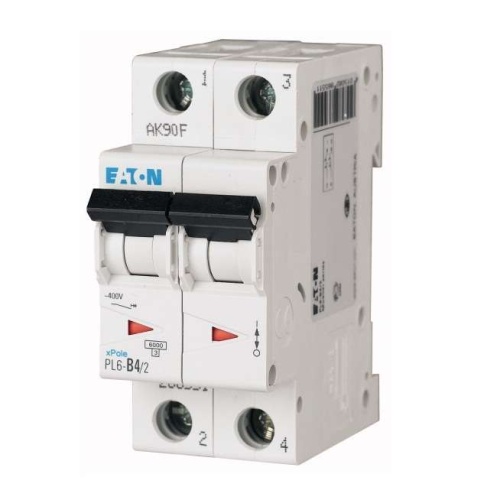 Выключатель автоматический модульный 2п C 4А 6кА PL6-C4/2 | Код. 286563 | EATON