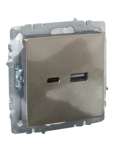 Розетка BRITE USB A+C 18Вт РЮ11-1-БрШ шампань | код. BR-U22-018-K37 | IEK фото 5 Розетка BRITE USB A+C 18Вт РЮ11-1-БрШ шампань | код. BR-U22-018-K37 | IEK фото 5
