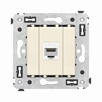 Компьютерная розетка RJ-45 без шторки в стену, кат.6А одинарная, Avanti, Ванильная дымка | код 4405673 | DKC