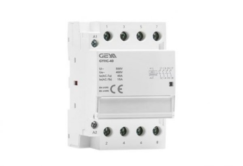 Контактор модульный GYHC-4P, 40A, 4NO, 230VAC, 4M | код GYHC4040230 | GEYA