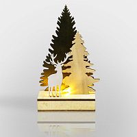 Деревянная фигурка с подсветкой Елочка с оленем 12*6*21,5 см | код 504-002 | NEON-NIGHT