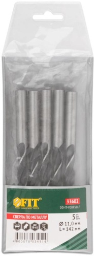 Сверла по металлу HSS черненые 11,0x142 мм (5 шт.) | код 33602 | FIT фото 3 Сверла по металлу HSS черненые 11,0x142 мм (5 шт.) | код 33602 | FIT фото 3