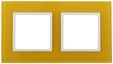 Рамка на 2 поста, стекло, Эра Elegance, жёлтый+бел, 14-5102-21 | код Б0034494 | ЭРА
