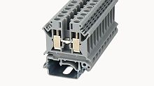 PC6-01P-11-00Z(H) Клеммный блок (клеммник) проходной винт. (латун. заж.), на DIN-рельс TS-35/TS-32, сеч. пров. 24-8AWG/ до 6.0 кв.мм, до 600В/50А, Hобщ. = 46 мм, серый изол., шир. 8.2 мм | код 11010000092 | DEGSON