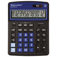 Калькулятор настольный BRAUBERG EXTRA-12-BKBU (206x155 мм), 12 разрядов, двойное питание, ЧЕРНО-СИНИЙ, 250472 | код 250472 | BRAUBERG