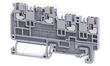 Клемма для 3-х проводного датчика CPST1.5/3 /3,5x79,8mm, push-in, 4 присоед., 1,5(max 2,5)mm2, 13,5A, 250V, серый | код CPST1.5/3 | Connectwell